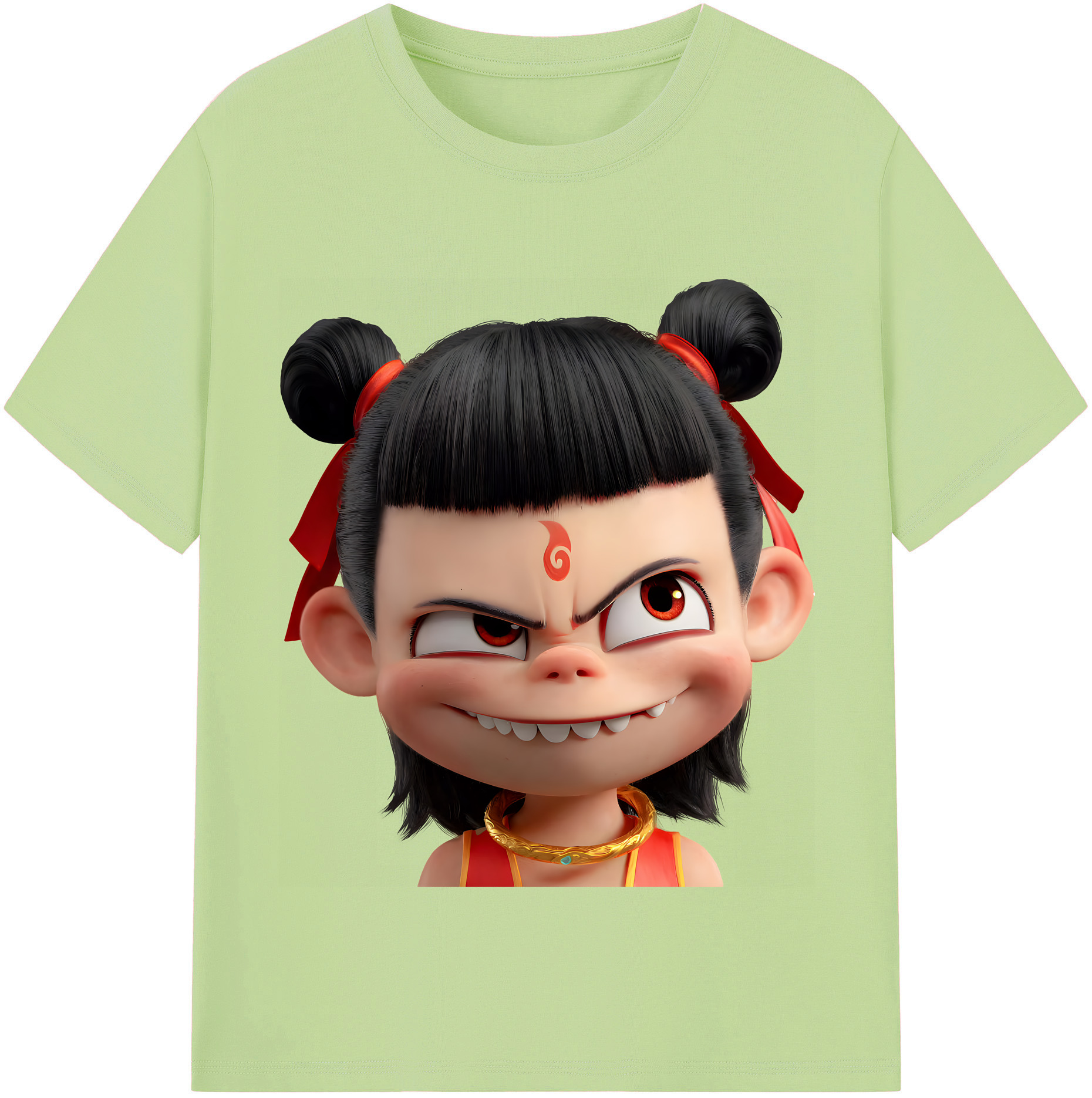 （画像用） Ne Zha 2 ナタ 魔童の大暴れ 綿100％半袖Tシャツ（フロントプリント）